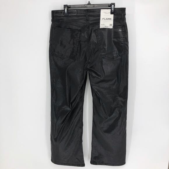 RAG & BONE Womens Casey Jeans Size 33 Coated Black High Rise Flare Ankle NWT - Picture 6 of 10
